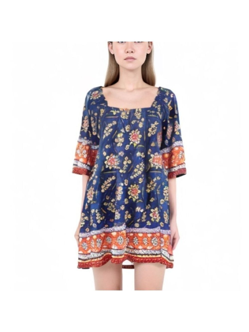JOIE Chloris Baja Batik Bell Floral Summer Dress womens M Medium
